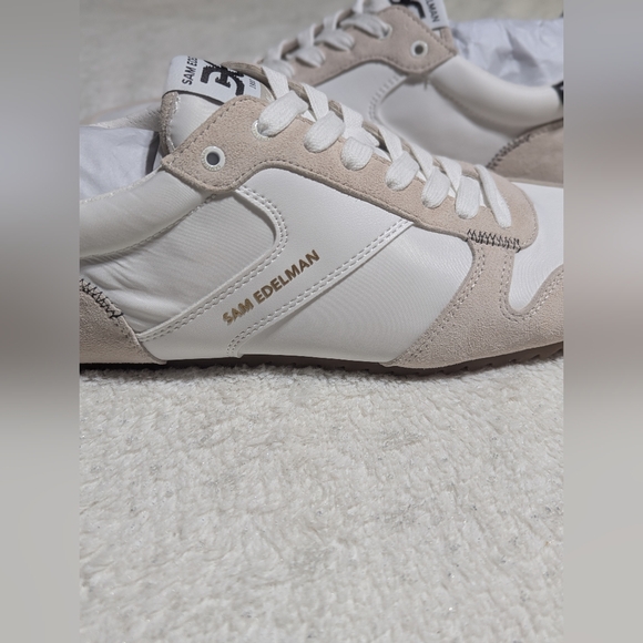 Sam Edelman Zaria Sneakers White Black Suede Lace Up Size 10.5M NIB - Picture 3 of 9